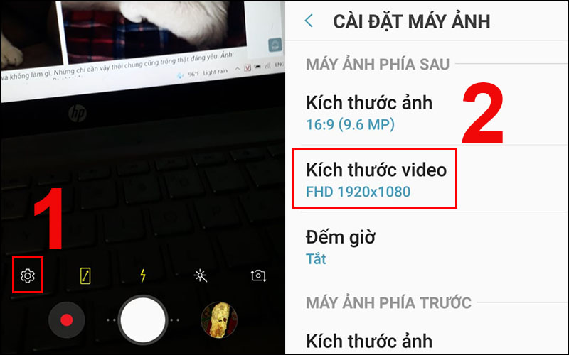 Vào cài đặt để thay đổi chất lượng video
